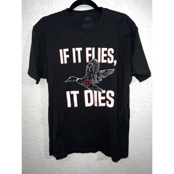 If It Flies It Dies, Waterfowl T-Shirt Men's Large Black Hunting (1D) - Picture 2 of 5